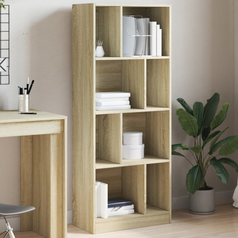 vidaXL Boekenkast 57x28,5x141 cm bewerkt hout sonoma eikenkleurig afbeelding 1