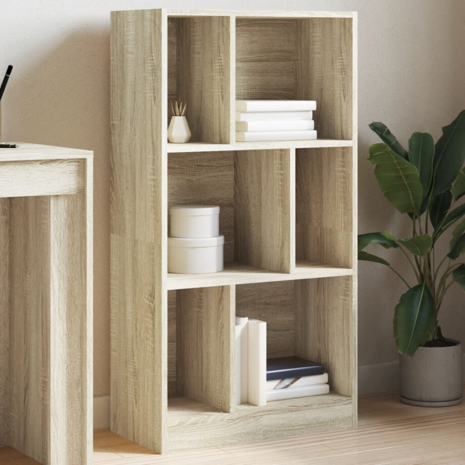 vidaXL Boekenkast 57x28,5x107,5 cm bewerkt hout sonoma eikenkleurig afbeelding 1