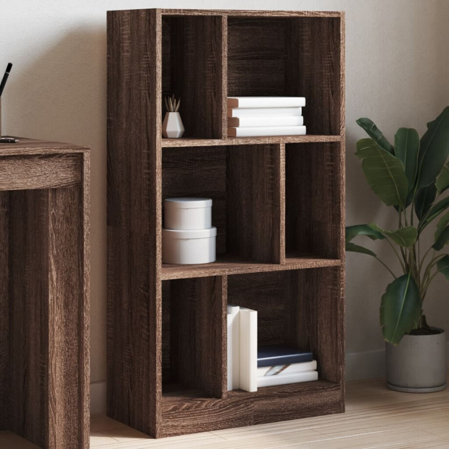 vidaXL Boekenkast 57x28,5x107,5 cm bewerkt hout bruin eikenkleurig afbeelding 1