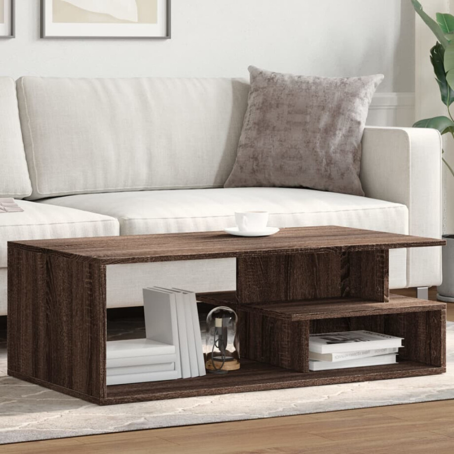 vidaXL Salontafel 102x55x35 cm bewerkt hout bruin eikenkleur afbeelding 1