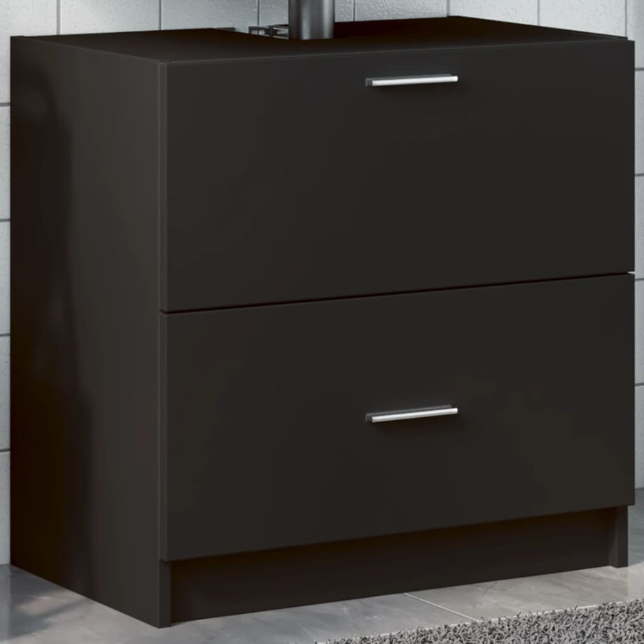 vidaXL Wastafelkast 59x37x59 cm bewerkt hout zwart afbeelding 1
