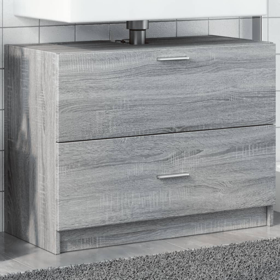 vidaXL Wastafelkast 78x37x59 cm bewerkt hout grijs sonoma eikenkleurig afbeelding 1