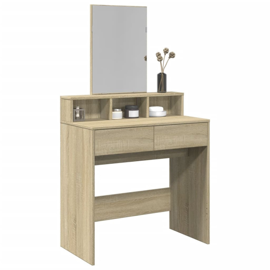 vidaXL Kaptafel met spiegel 80x41x144,5 cm sonoma eikenkleurig afbeelding 1