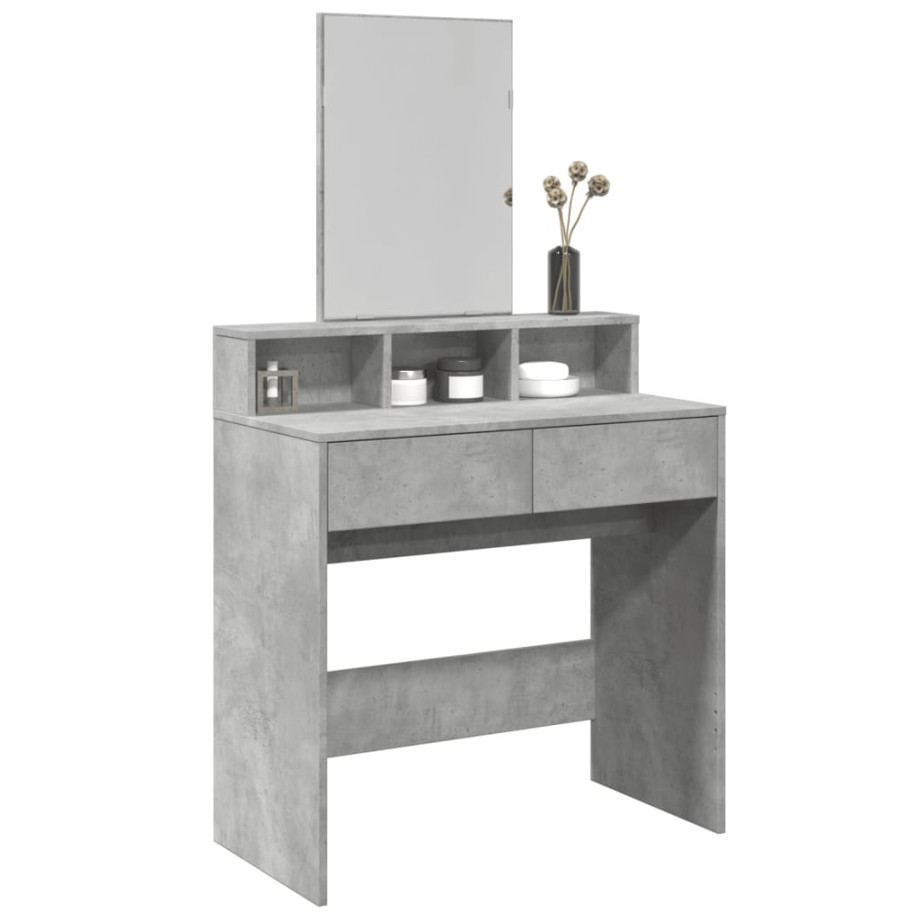 vidaXL Kaptafel met spiegel 80x41x144,5 cm betongrijs afbeelding 1