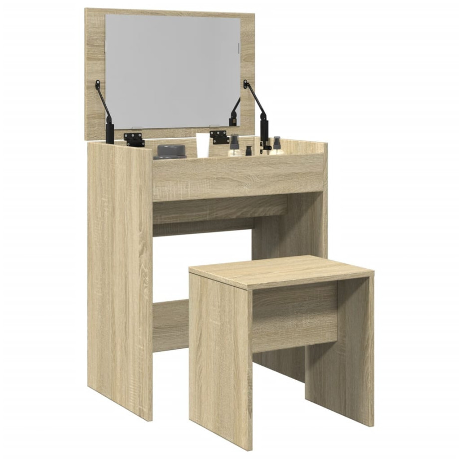 vidaXL Kaptafel met krukje 60x40x113,5 cm sonoma eikenkleurig afbeelding 1