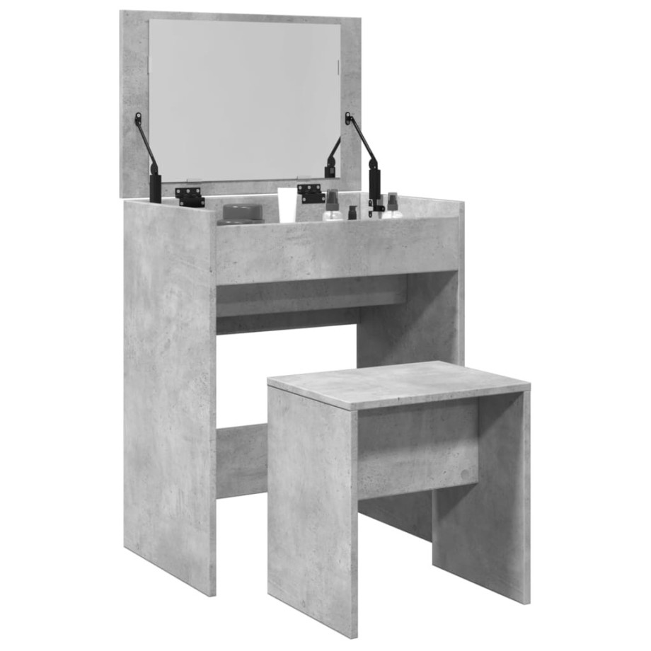 vidaXL Kaptafel met krukje 60x40x113,5 cm betongrijs afbeelding 1