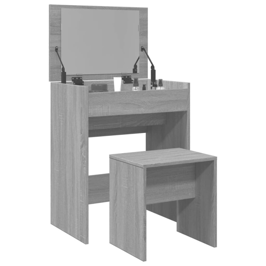 vidaXL Kaptafel met krukje 60x40x113,5 cm grijs sonoma afbeelding 1