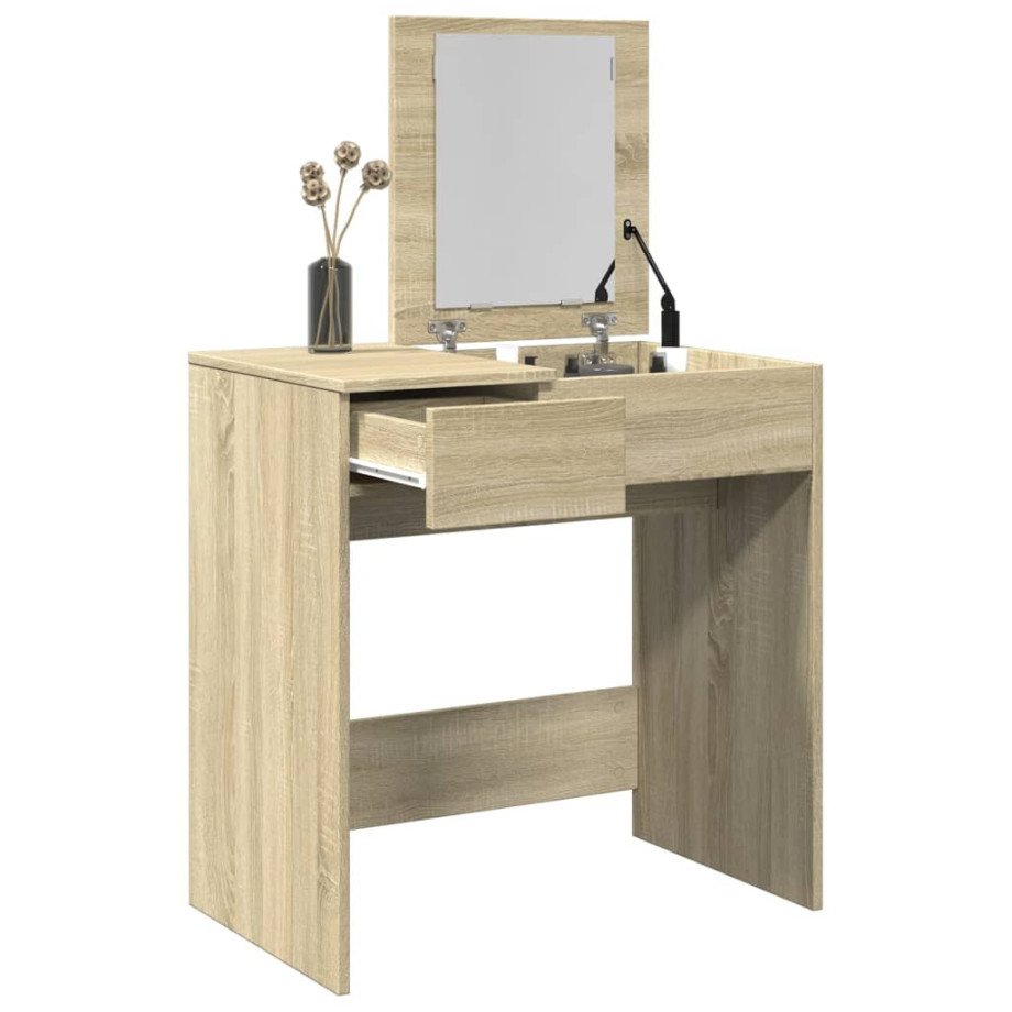 vidaXL Kaptafel met spiegel 73x46,5x120 cm sonoma eikenkleurig afbeelding 1