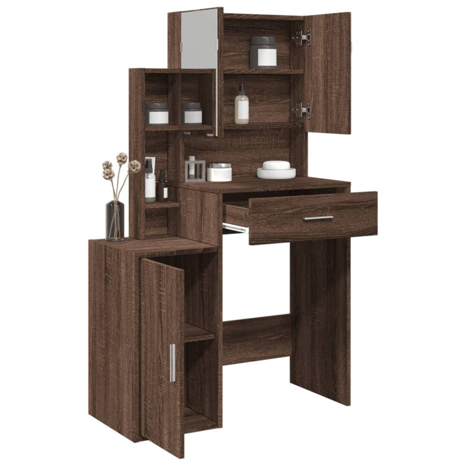 vidaXL Kaptafel met kastje 80x35x132 cm bruin eikenkleur afbeelding 1