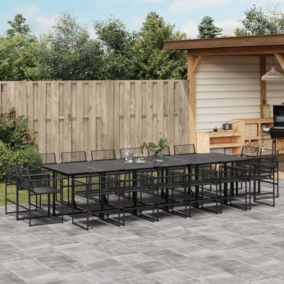 vidaXL 17-delige Tuinset poly rattan zwart afbeelding 1
