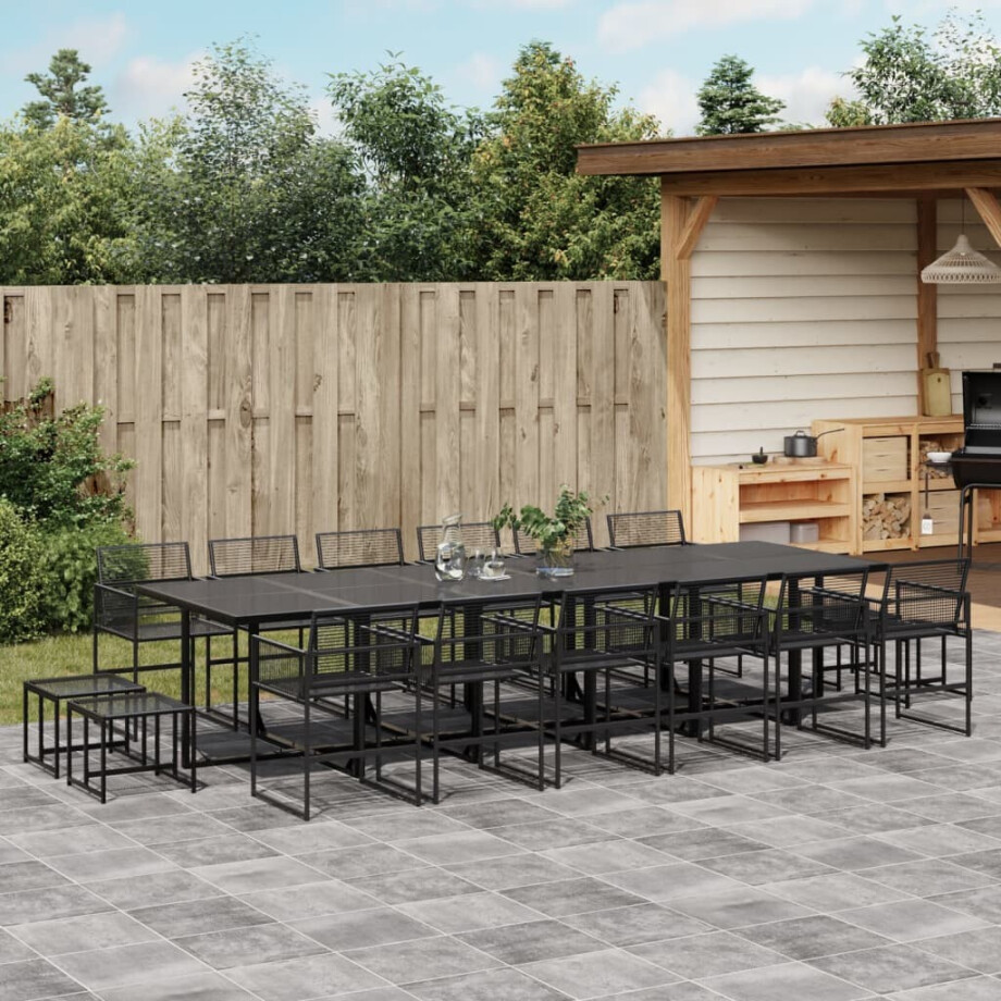 vidaXL 17-delige Tuinset poly rattan zwart afbeelding 1