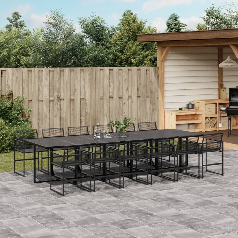 vidaXL 13-delige Tuinset poly rattan zwart afbeelding 1