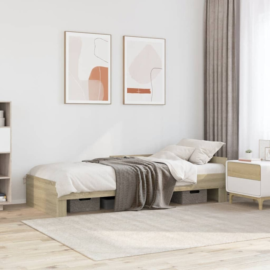 vidaXL Bedframe zonder matras hout sonoma eikenkleurig 100x200 cm vidaXL Bedframe zonder matras hout sonoma eikenkleurig 100x200 cm afbeelding 1