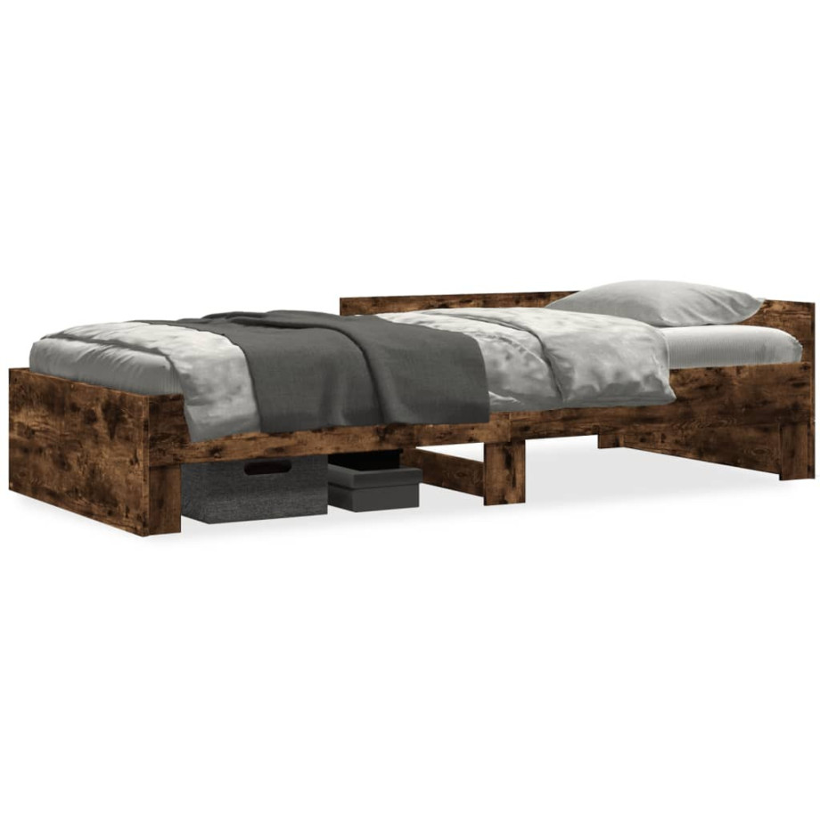 vidaXL Bedframe zonder matras hout gerookt eikenkleurig 90x200 cm afbeelding 1