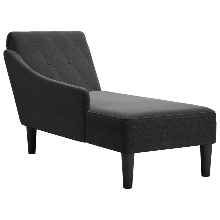 vidaXL Chaise longue met kussen en rechterarmleuning stof zwart afbeelding 1