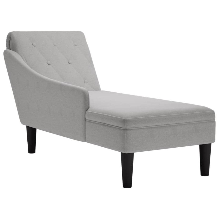 vidaXL Chaise longue met kussen en rechterarmleuning stof wolk grijs afbeelding 1