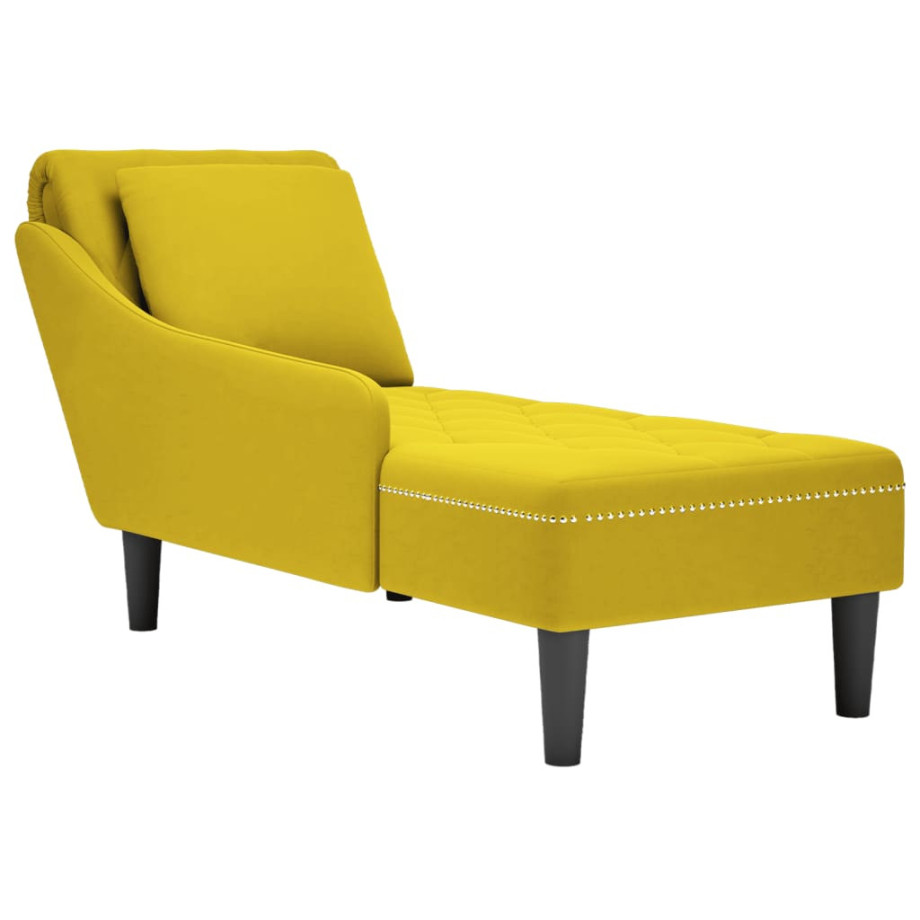 vidaXL Chaise longue met kussen en rechterarmleuning fluweel geel afbeelding 1