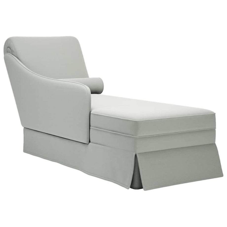 vidaXL Chaise longue met bolster&rechterarmleuning fluweel lichtgrijs afbeelding 1