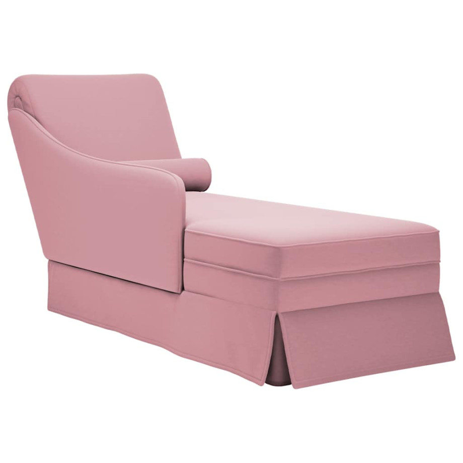 vidaXL Chaise longue met bolster en rechterarmleuning fluweel roze afbeelding 1