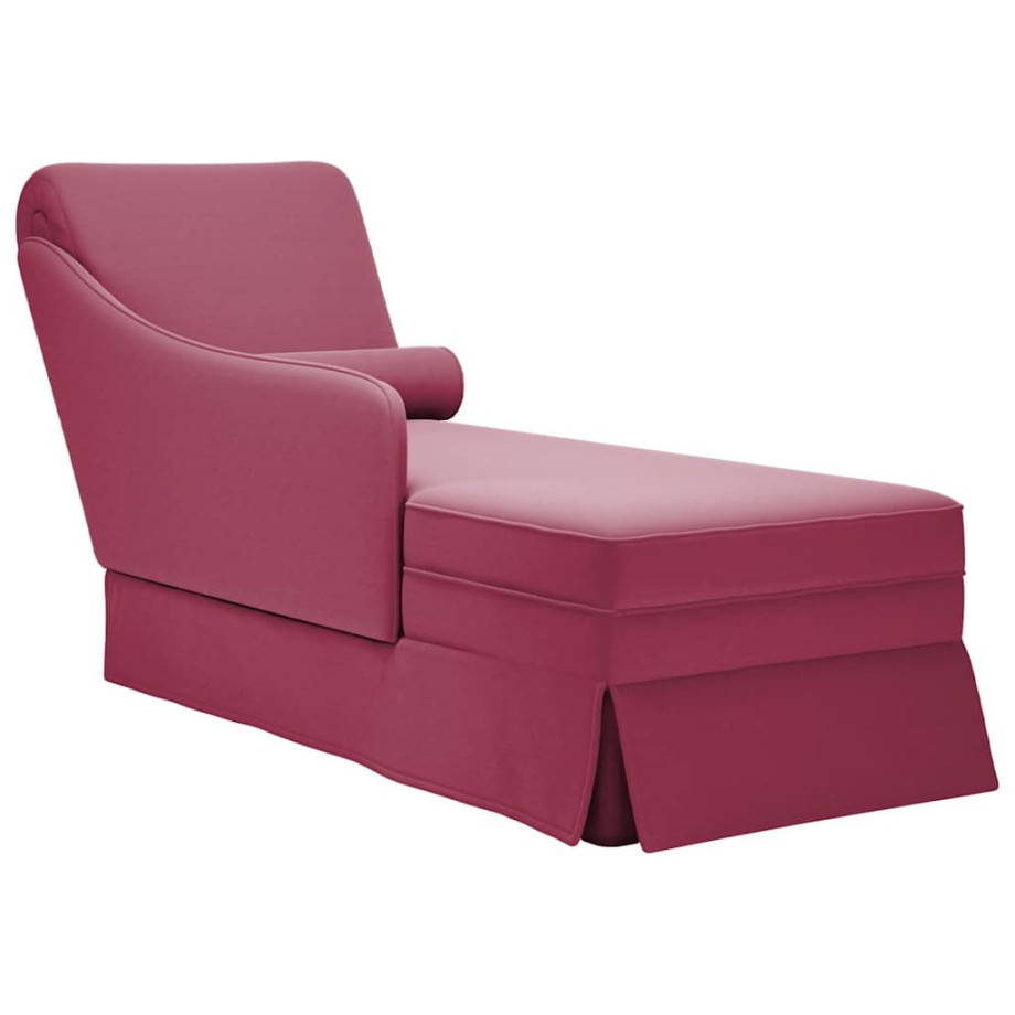 vidaXL Chaise longue met bolster en rechterarmleuning fluweel wijnrood afbeelding 1