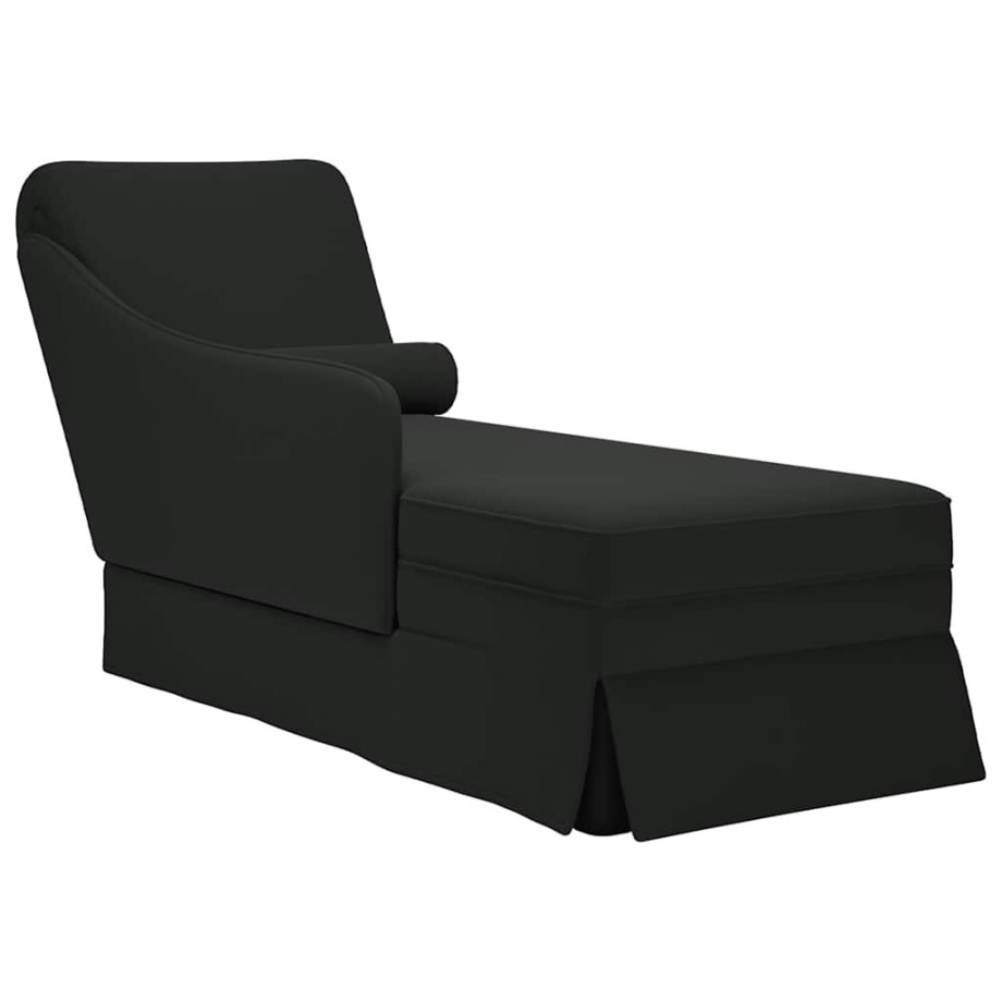 vidaXL Chaise longue met bolster en rechterarmleuning fluweel zwart afbeelding 1