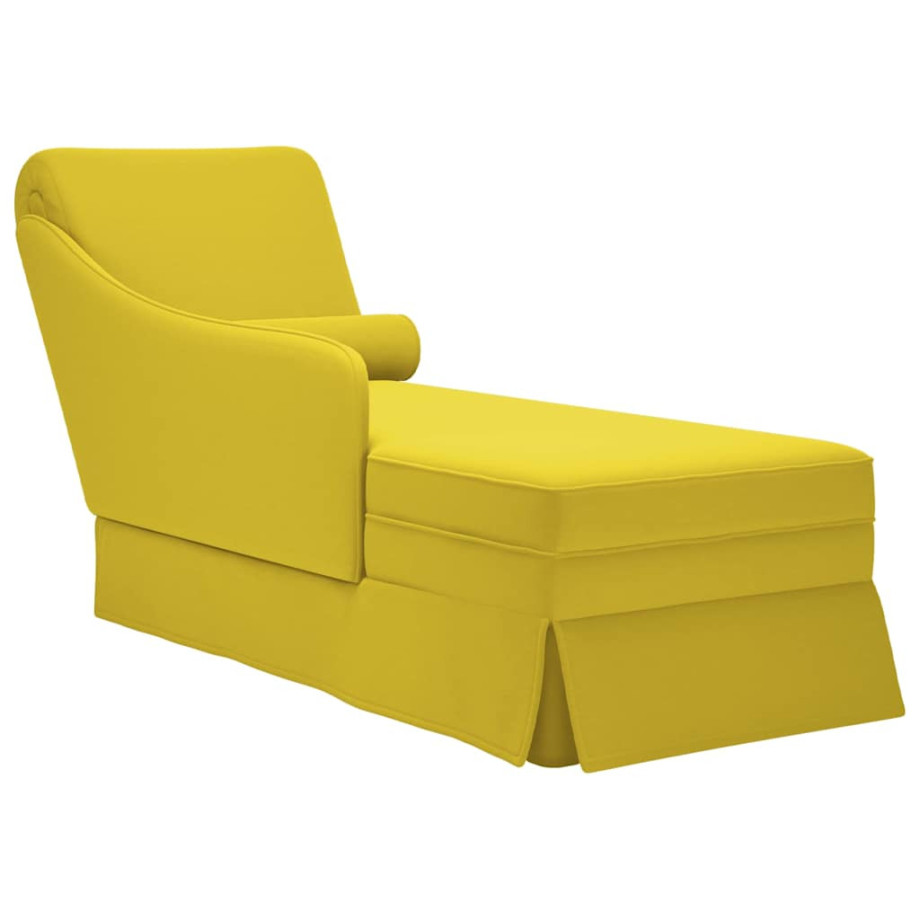 vidaXL Chaise longue met bolster en rechterarmleuning fluweel geel afbeelding 1