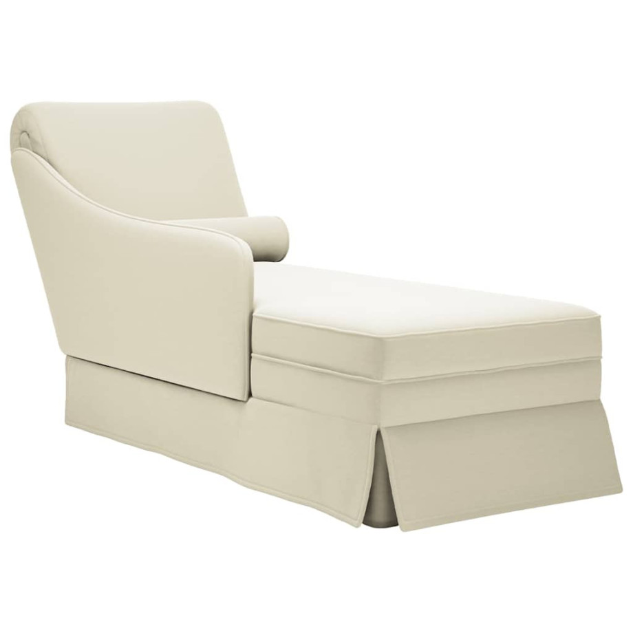 vidaXL Chaise longue met bolster en rechterarmleuning fluweel crème afbeelding 1