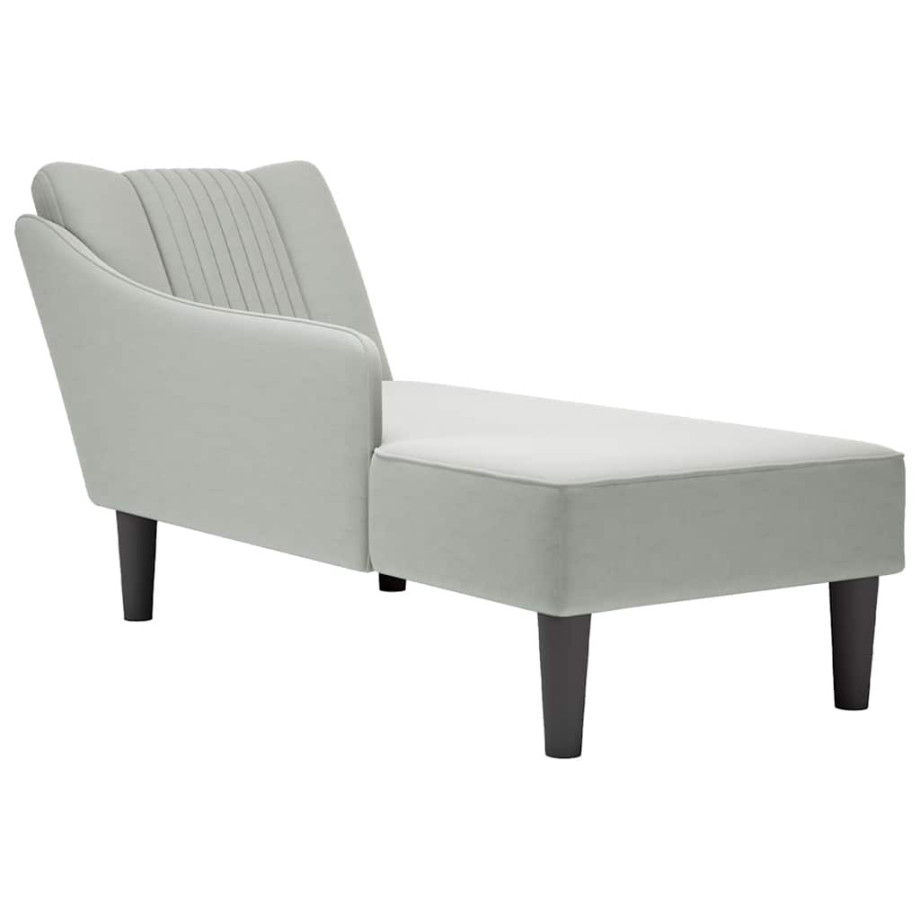 vidaXL Chaise longue met rechterarmleuning fluweel lichtgrijs afbeelding 1