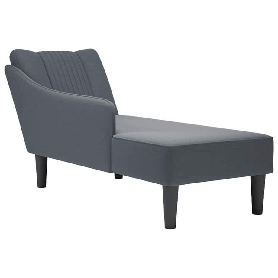 vidaXL Chaise longue met rechterarmleuning fluweel donkergrijs afbeelding 1