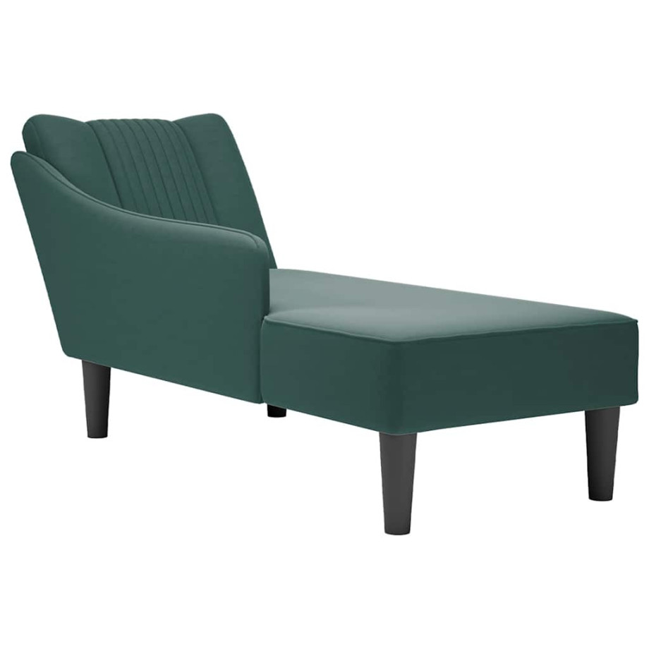 vidaXL Chaise longue met rechterarmleuning fluweel donkergroen afbeelding 1