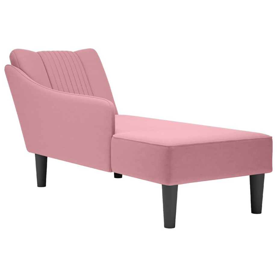 vidaXL Chaise longue met rechterarmleuning fluweel roze afbeelding 1