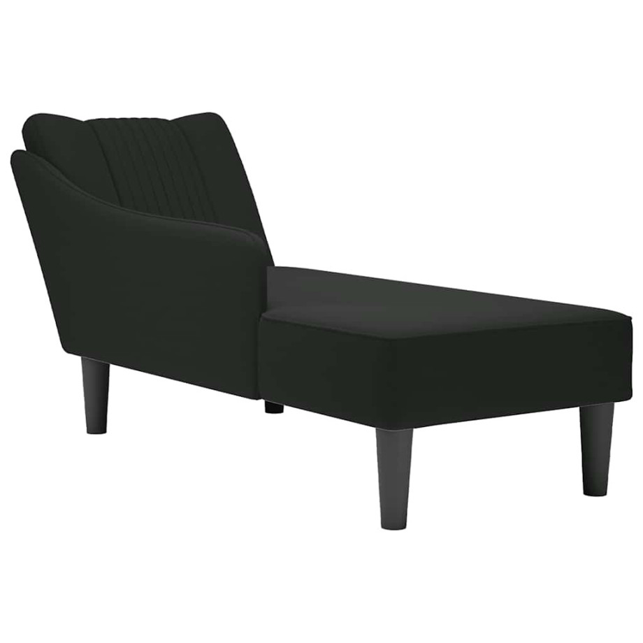 vidaXL Chaise longue met rechterarmleuning fluweel zwart afbeelding 1