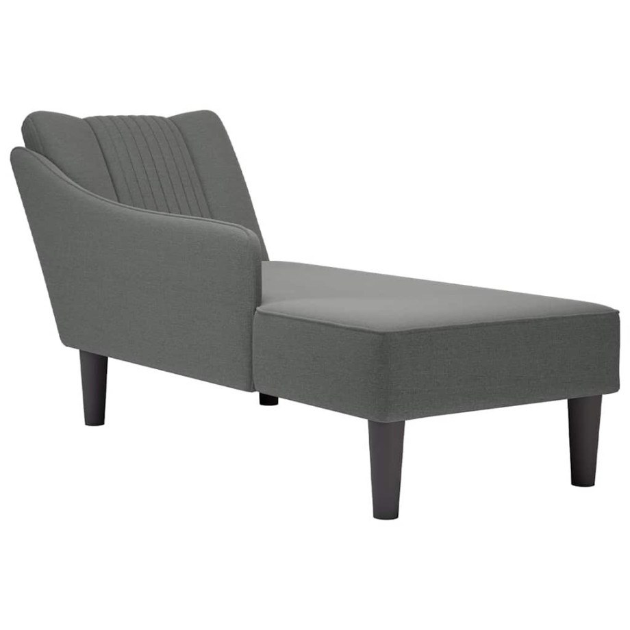 vidaXL Chaise longue met rechterarmleuning stof donkergrijs afbeelding 1