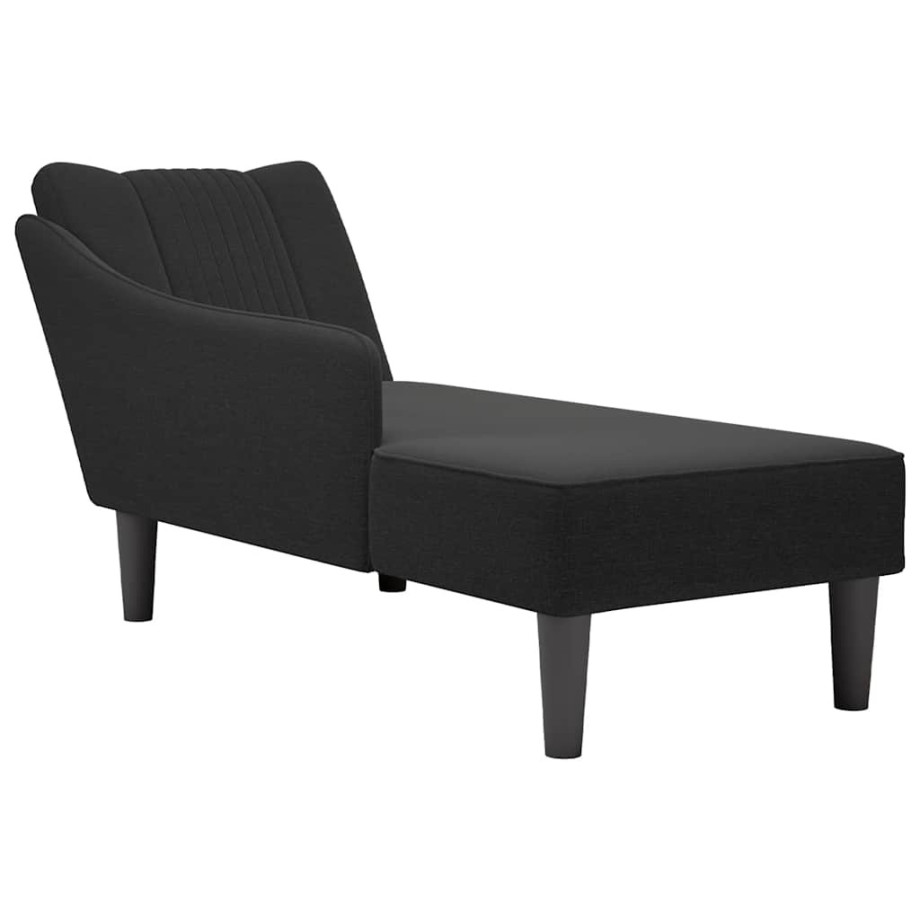 vidaXL Chaise longue met rechterarmleuning stof zwart afbeelding 1