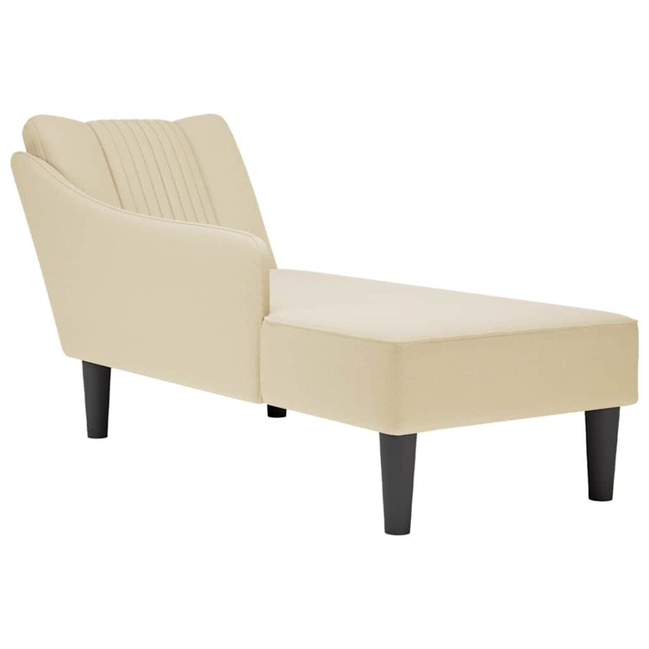 vidaXL Chaise longue met rechterarmleuning stof crèmekleurig afbeelding 1