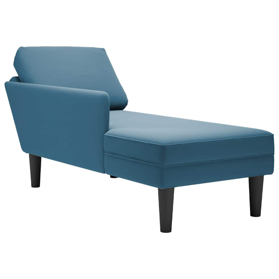 vidaXL Chaise longue met kussen en rechterarmleuning fluweel blauw afbeelding 1