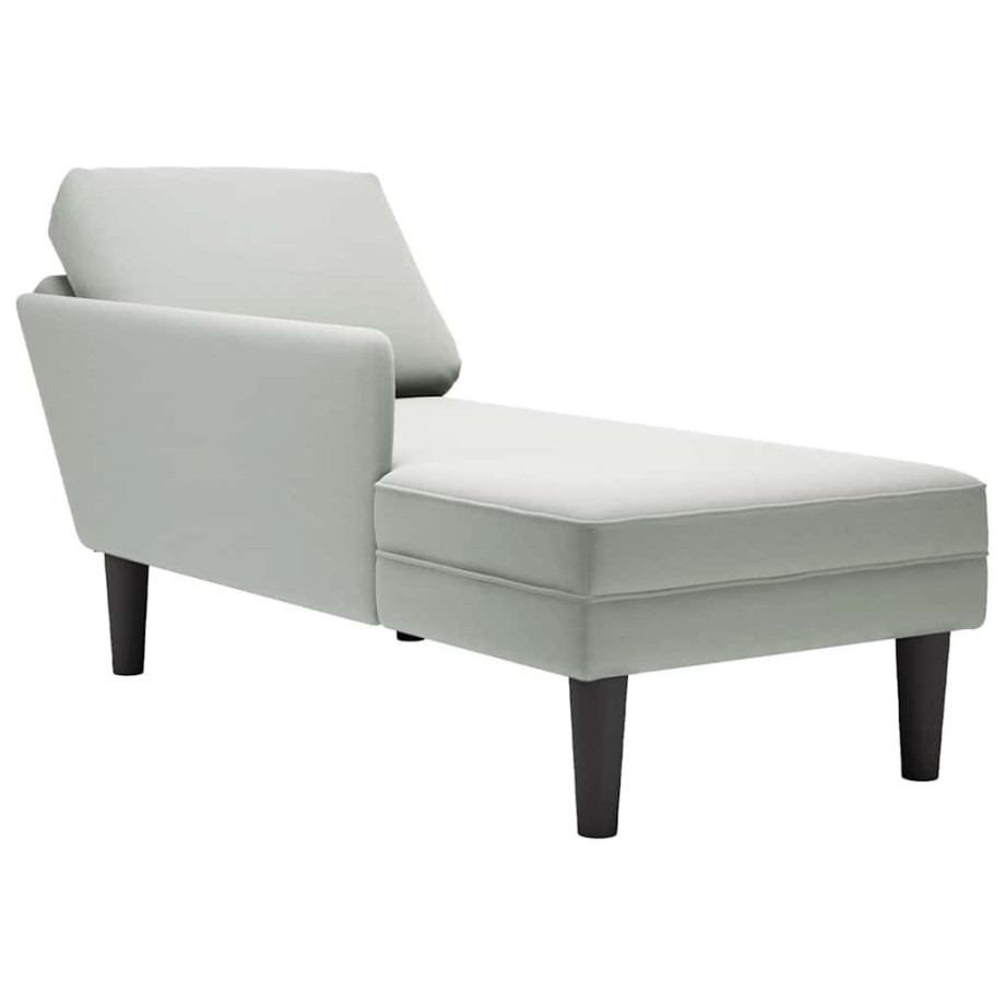 vidaXL Chaise longue met kussen & rechterarmleuning fluweel lichtgrijs afbeelding 1