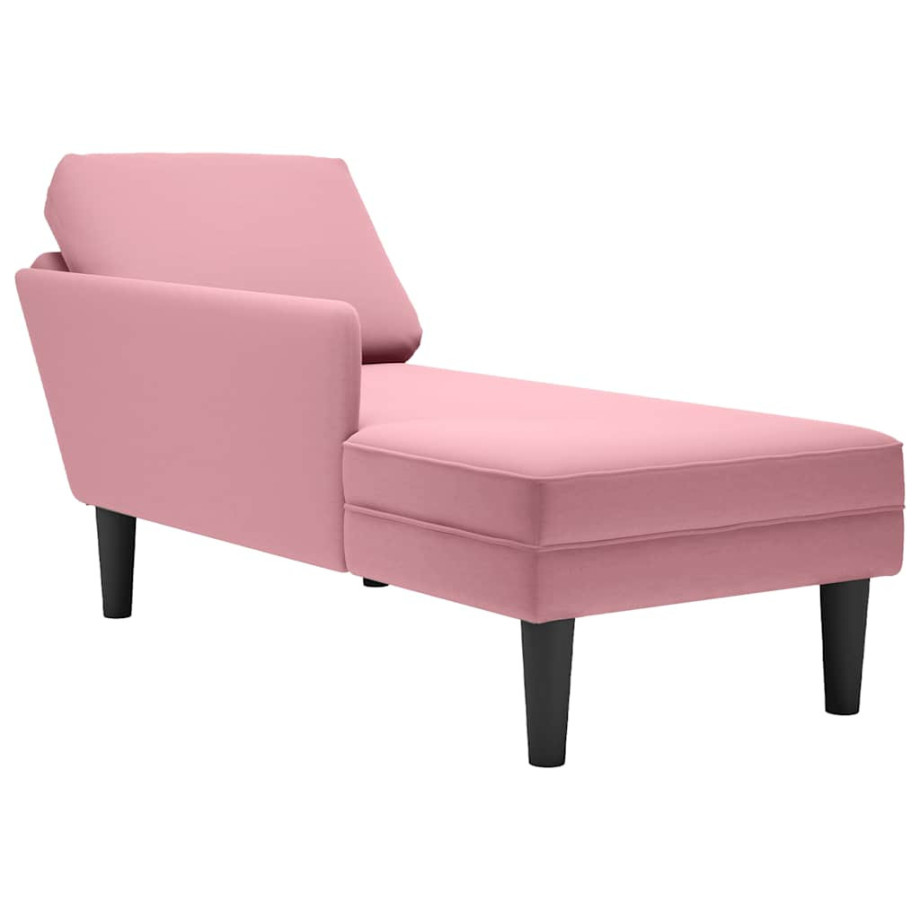 vidaXL Chaise longue met kussen en rechterarmleuning fluweel roze afbeelding 1