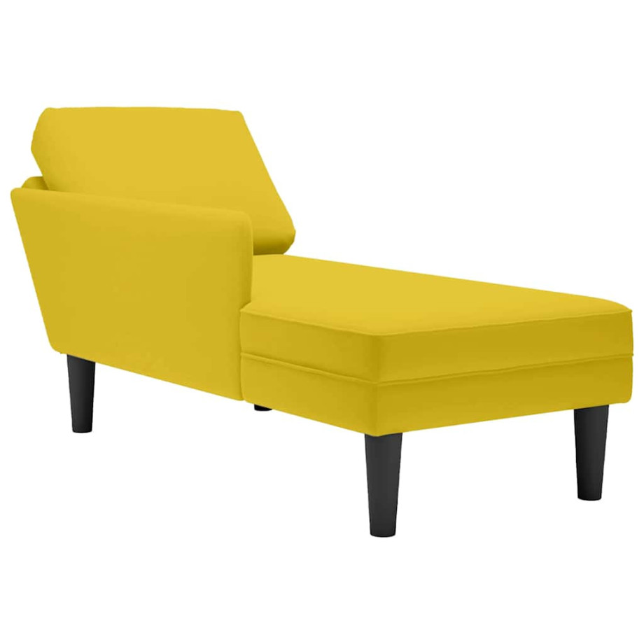 vidaXL Chaise longue met kussen en rechterarmleuning fluweel geel afbeelding 1