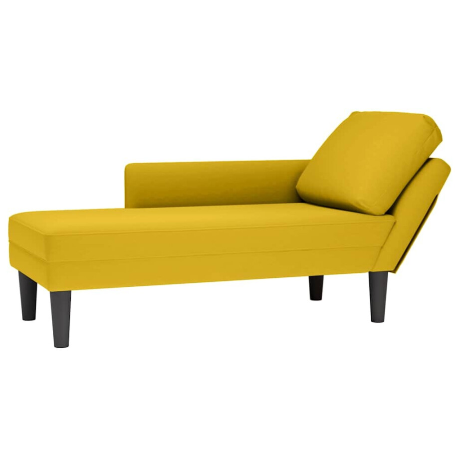vidaXL Chaise longue met kussen en rechterarmleuning fluweel geel afbeelding 1
