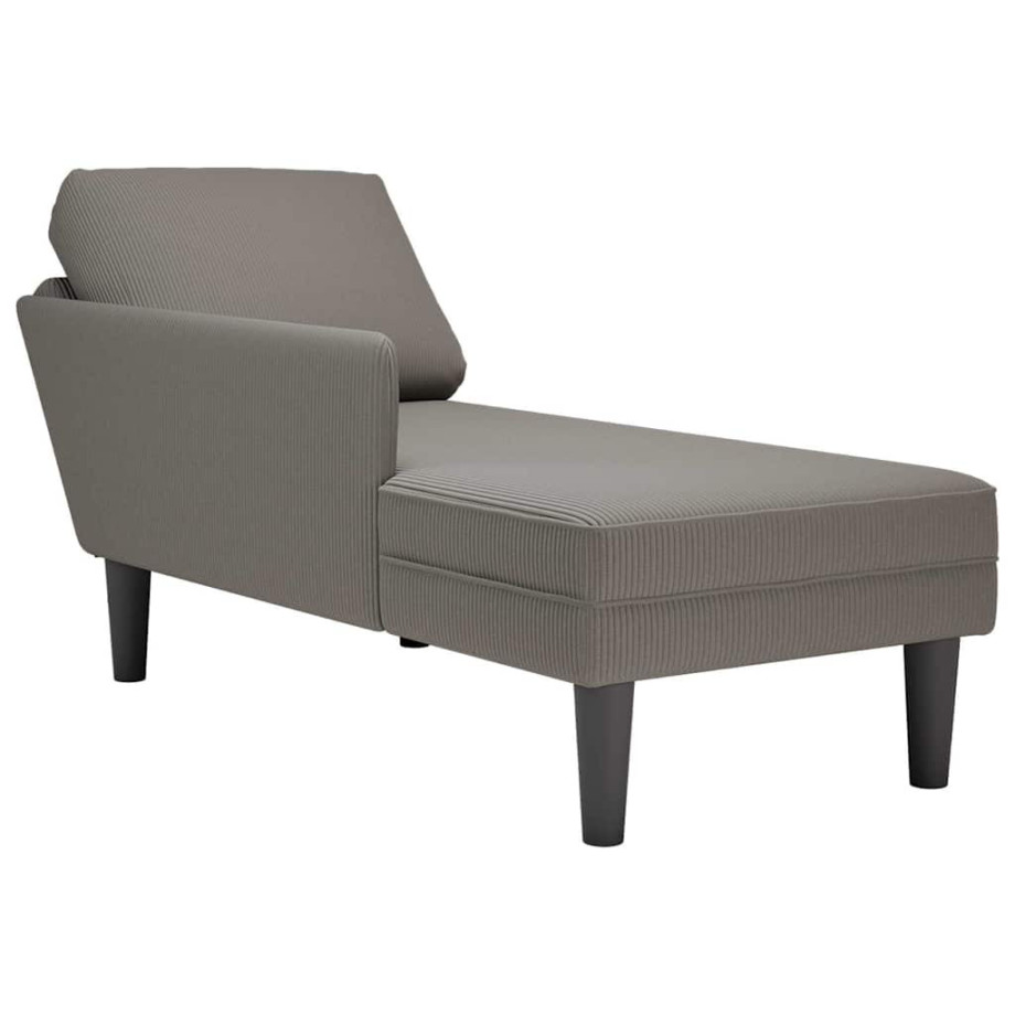 vidaXL Chaise longue met kussen corduroy stof lichtgrijs afbeelding 1