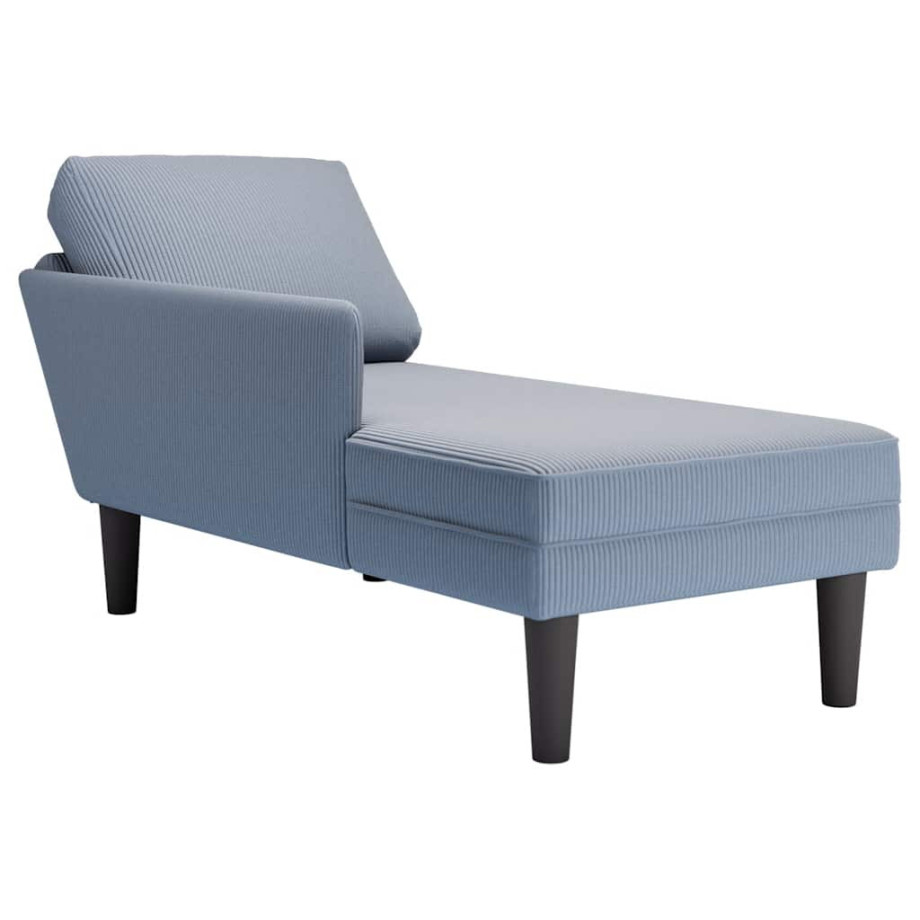 vidaXL Chaise longue met kussen corduroy stof blauw afbeelding 1