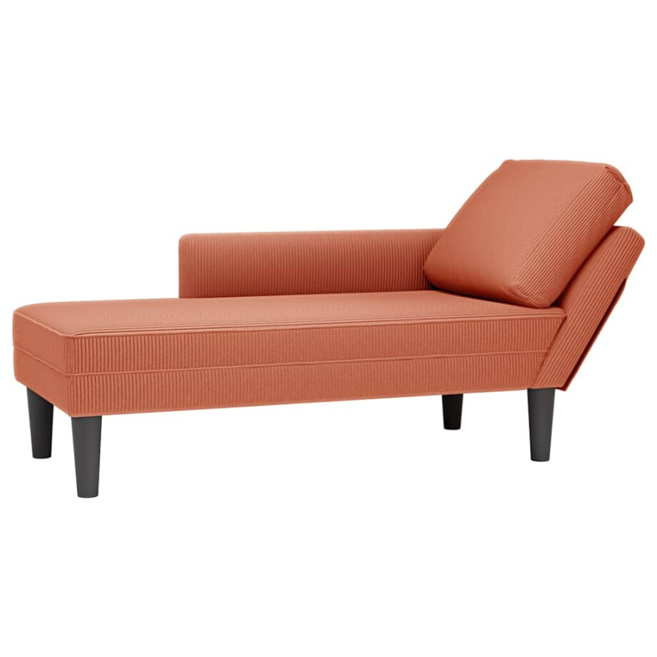 vidaXL Chaise longue met kussen corduroy stof rood oranje vidaXL Chaise longue met kussen corduroy stof rood oranje afbeelding 1