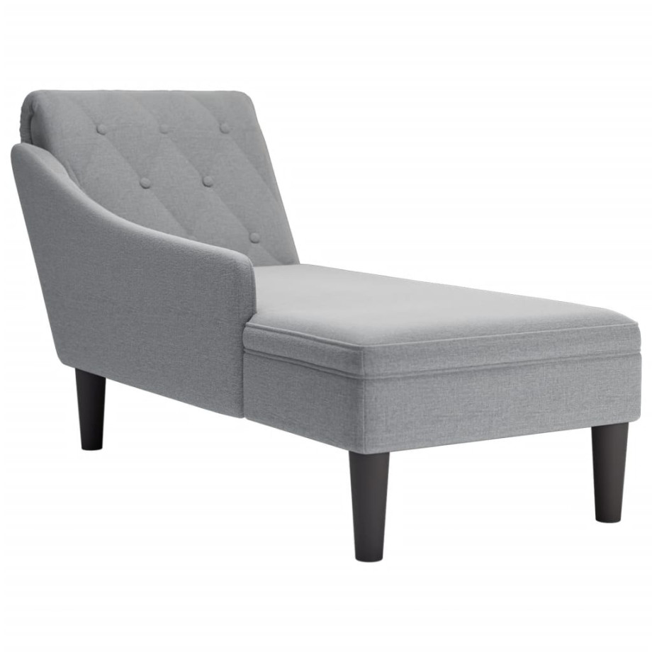 vidaXL Chaise longue met kussen en rechterarmleuning stof lichtgrijs afbeelding 1