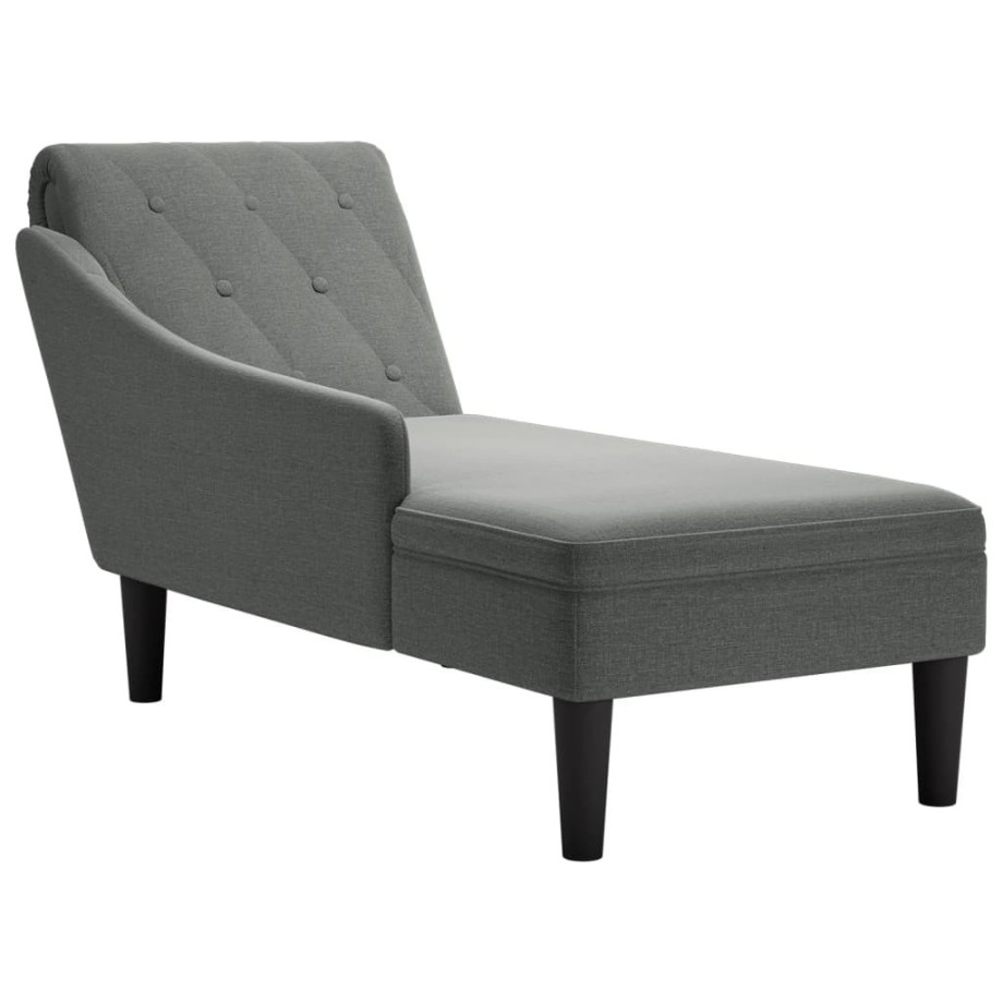 vidaXL Chaise longue met kussen en rechterarmleuning stof donkergrijs afbeelding 1