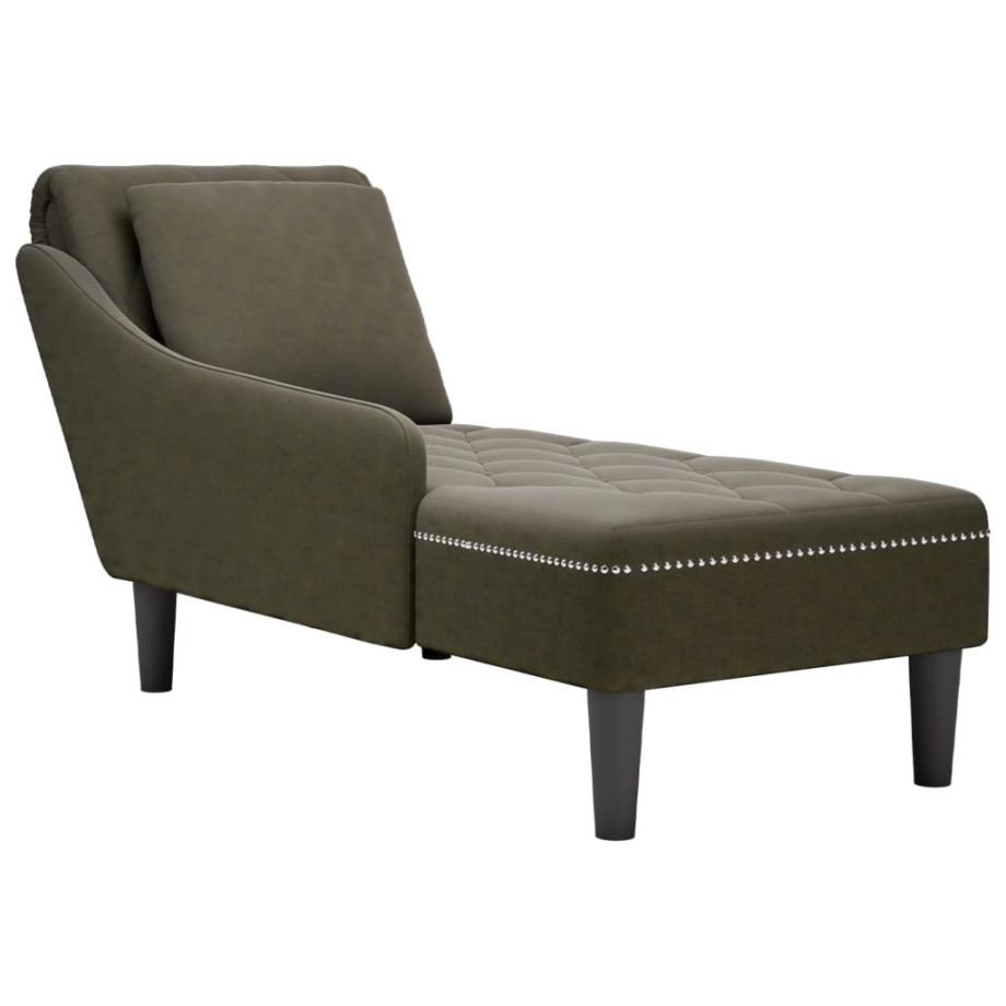 vidaXL Chaise longue met kussen&rechterarmleuning kunstleer legergroen afbeelding 1