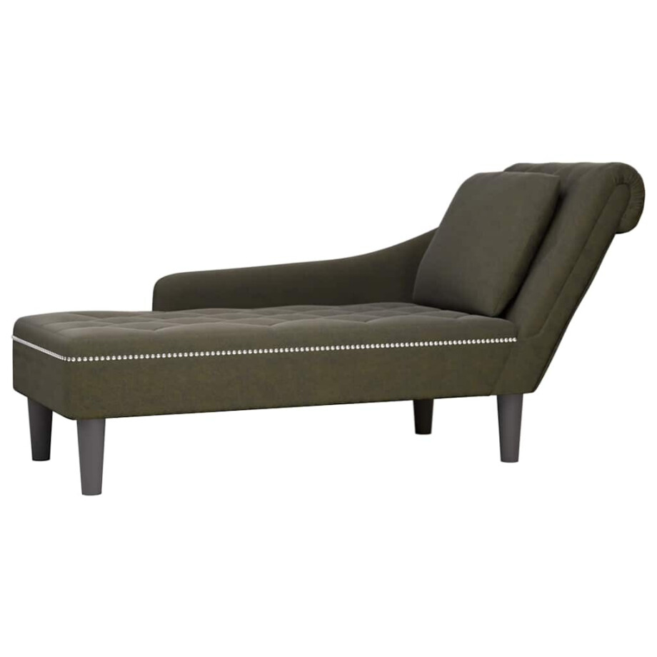 vidaXL Chaise longue met kussen&rechterarmleuning kunstleer legergroen vidaXL Chaise longue met kussen&rechterarmleuning kunstleer legergroen afbeelding 1