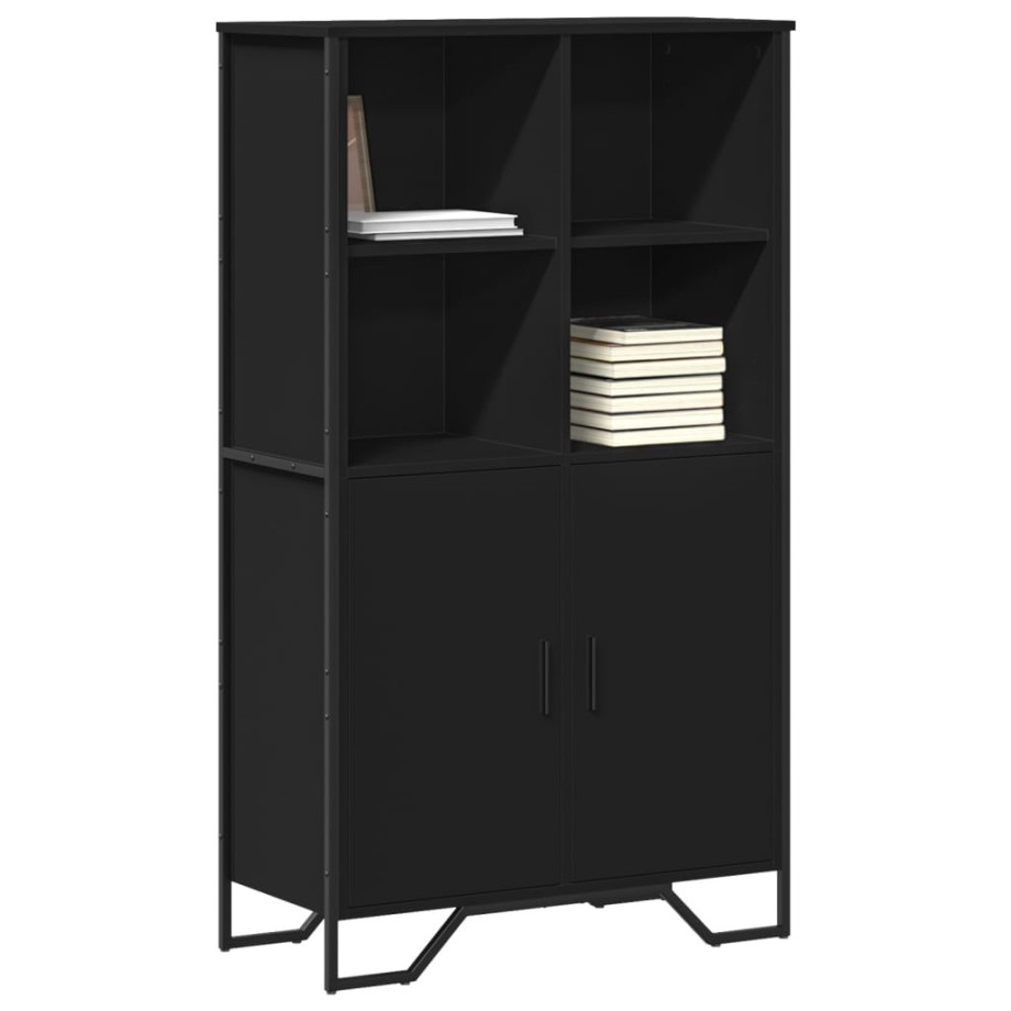 vidaXL Hoge kast 79,5x35,5x137,5 cm bewerkt hout zwart vidaXL Hoge kast 79,5x35,5x137,5 cm bewerkt hout zwart afbeelding 1