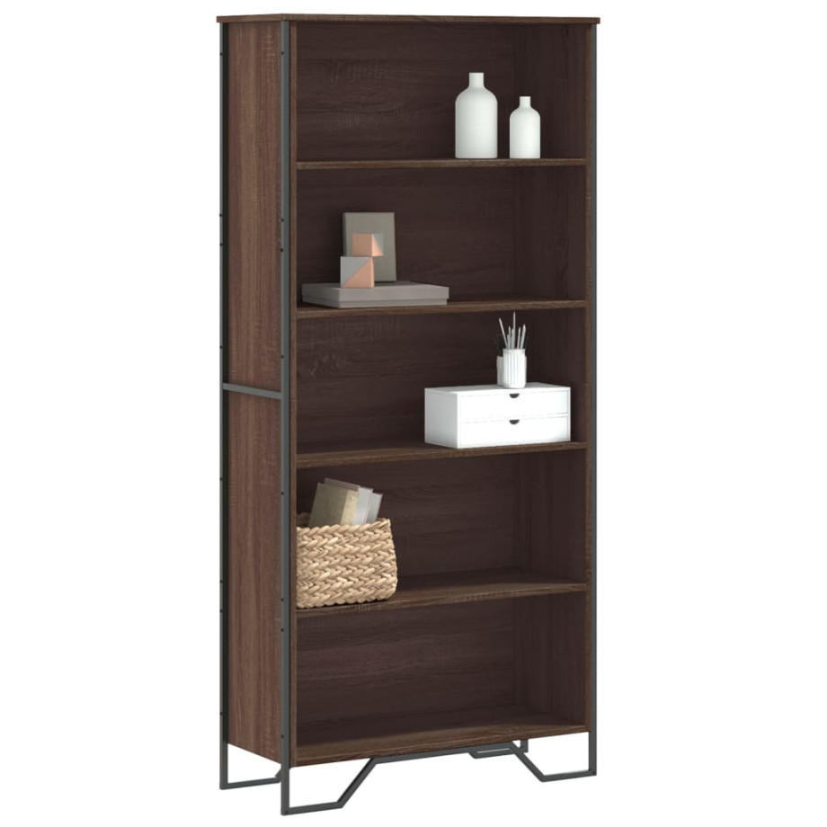 vidaXL Boekenkast 80x31x169 cm bewerkt hout bruin eikenkleurig afbeelding 1
