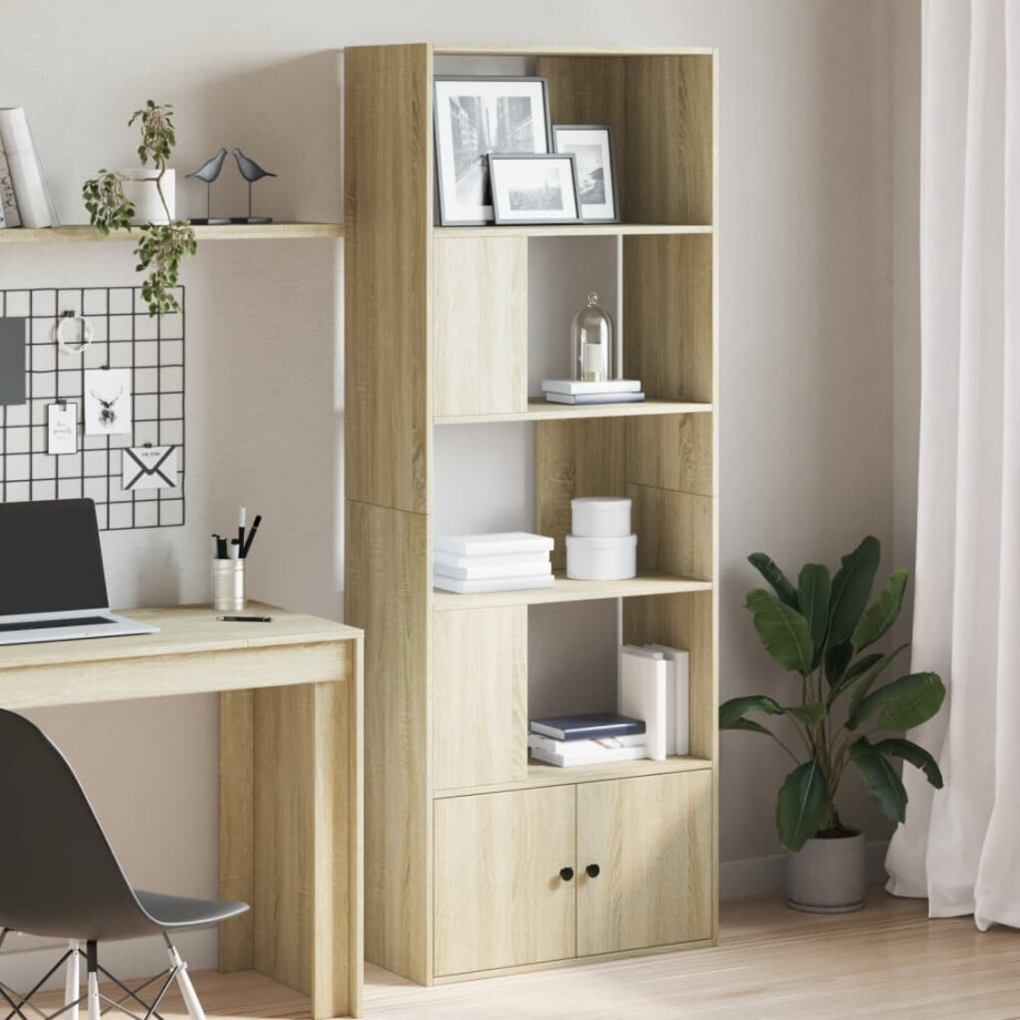 vidaXL Boekenkast 70x36x189 cm bewerkt hout sonoma eikenkleurig afbeelding 1